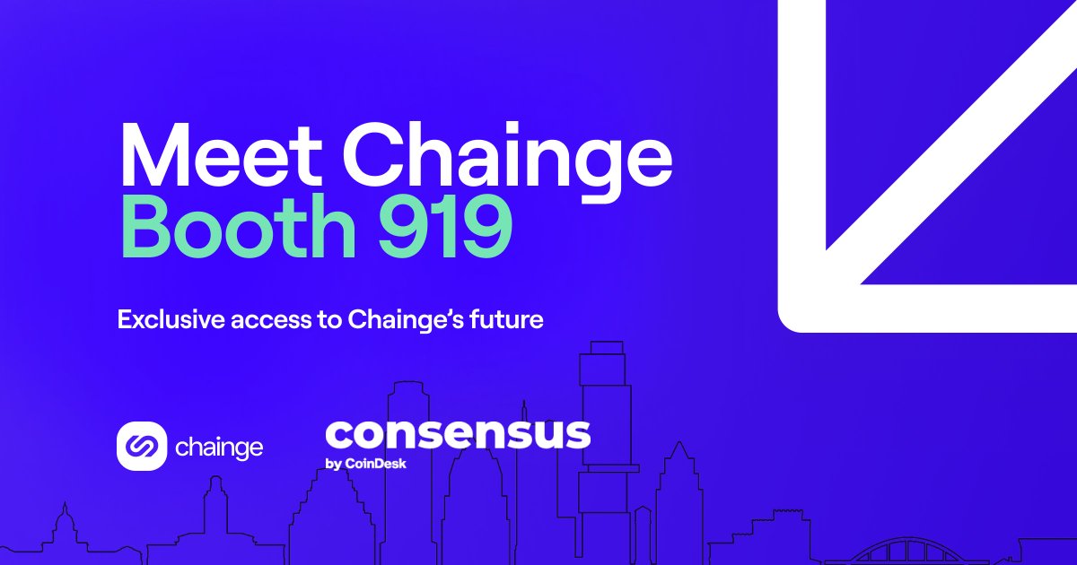 Chainge is a #Consensus2024 proud sponsor Join us and over 15,000 industry trailblazers—from cutting-edge developers and strategic investors to pioneering startups and top-tier execs 🌟 Use 'ChaingeFinanceC24' for 20% off your tickets! consensus2024.coindesk.com