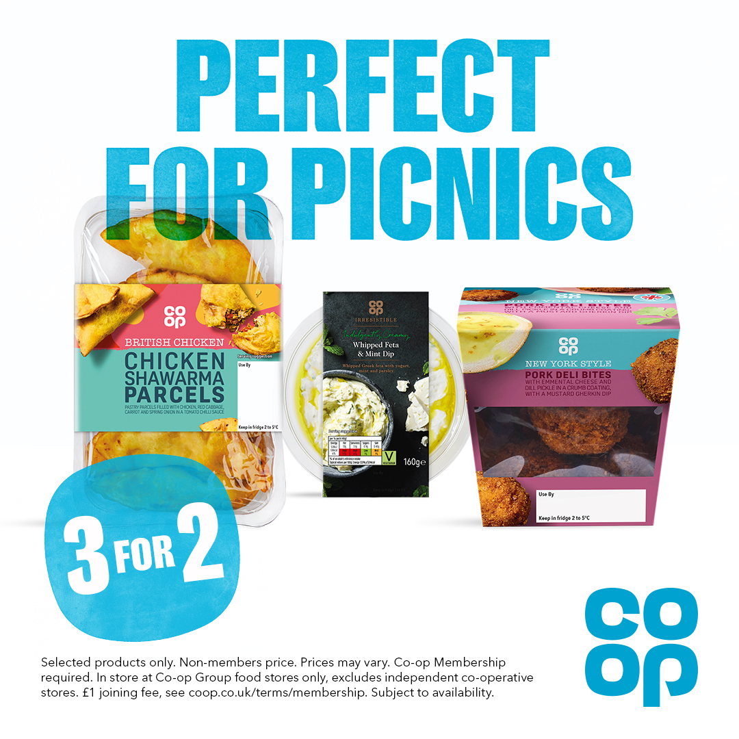 Stevenicolson3's tweet photo. Sun decided to shine on the Bank Holiday weekend? Make the most of the weather and get 3 for 2 on picnic faves at your local Co-op store ☀️
See the range 👉 https://t.co/4dk41XJR5U https://t.co/Pl4KfuqUOH