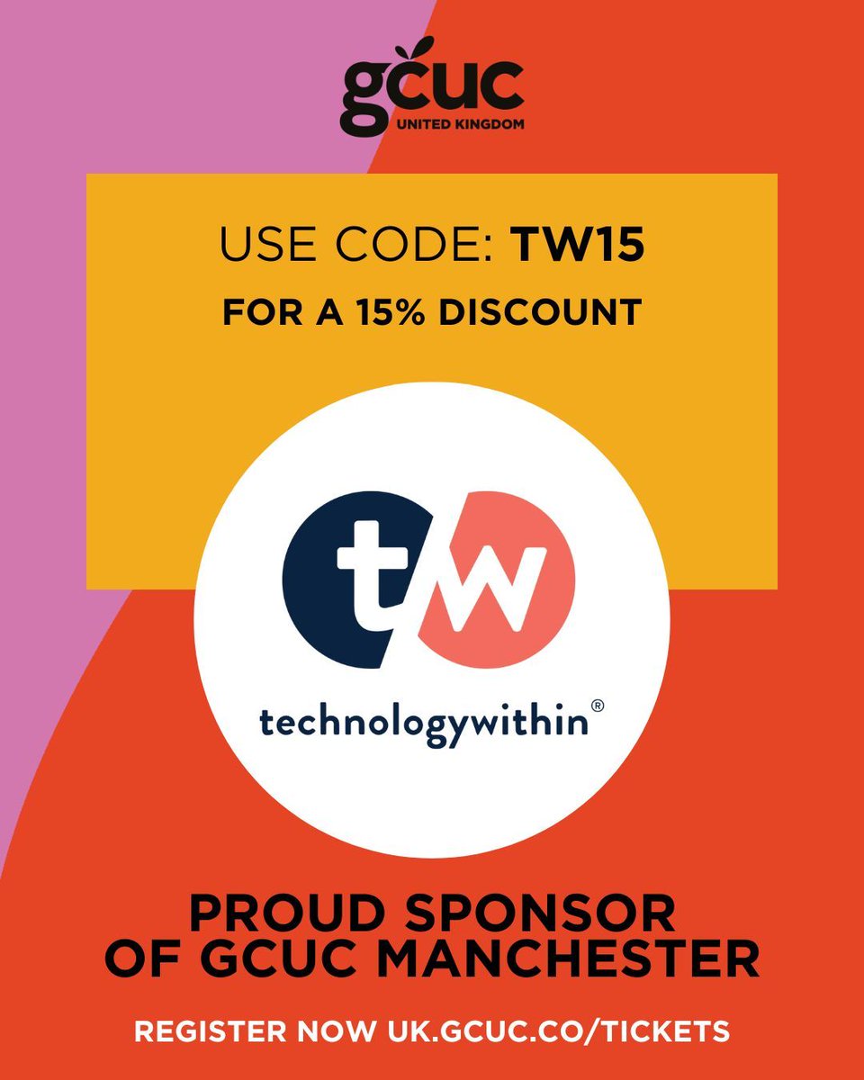 techwithin's tweet image. Following on from the launch of FLEXFEST we've got more exciting @gcucgb news! If you haven't yet bought your ticket for the event, we're pleased to be able to offer a special discount code for a 15% discount. 
Visit buff.ly/4buAwDm to reserve your tickets today.

#gcuc