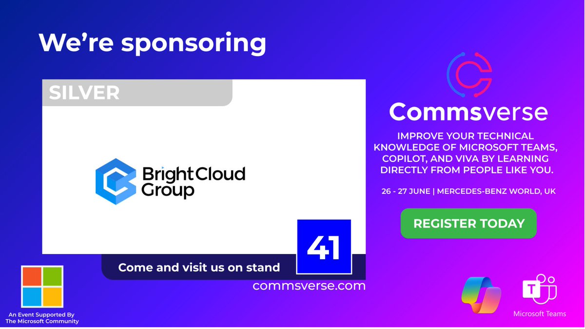 We're happy to announce @BrightCloudgrp as silver sponsors for Commsverse 2024! BrightCloud understand Contact Centres and the opportunities and issues they face with today’s omnichannel customer engagement. See them on stand 41: events.justattend.com/events/exhibit… #microsoftteams