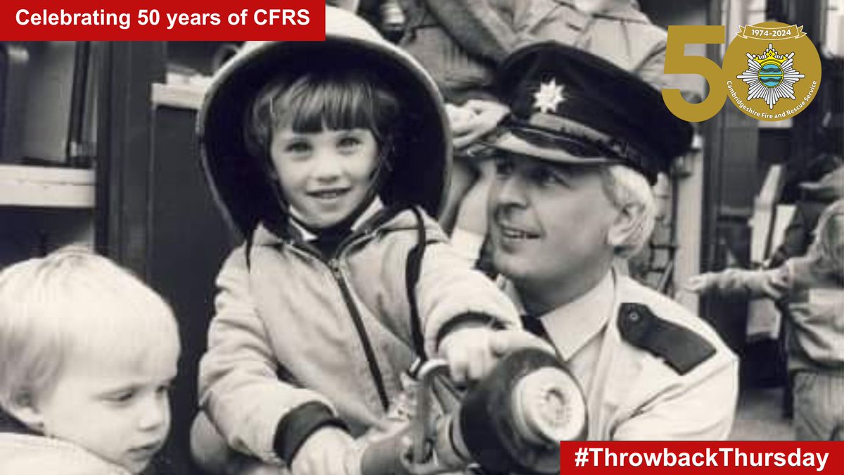 We're throwing it back every Thursday on our socials until the end of the year to celebrate 50 years of CFRS 🎉 This photo, sent in by Sarah Beck, was taken at an open day at St Neots Fire Station in the late 1980's. 🚒 #CFRSThrowbackThursday