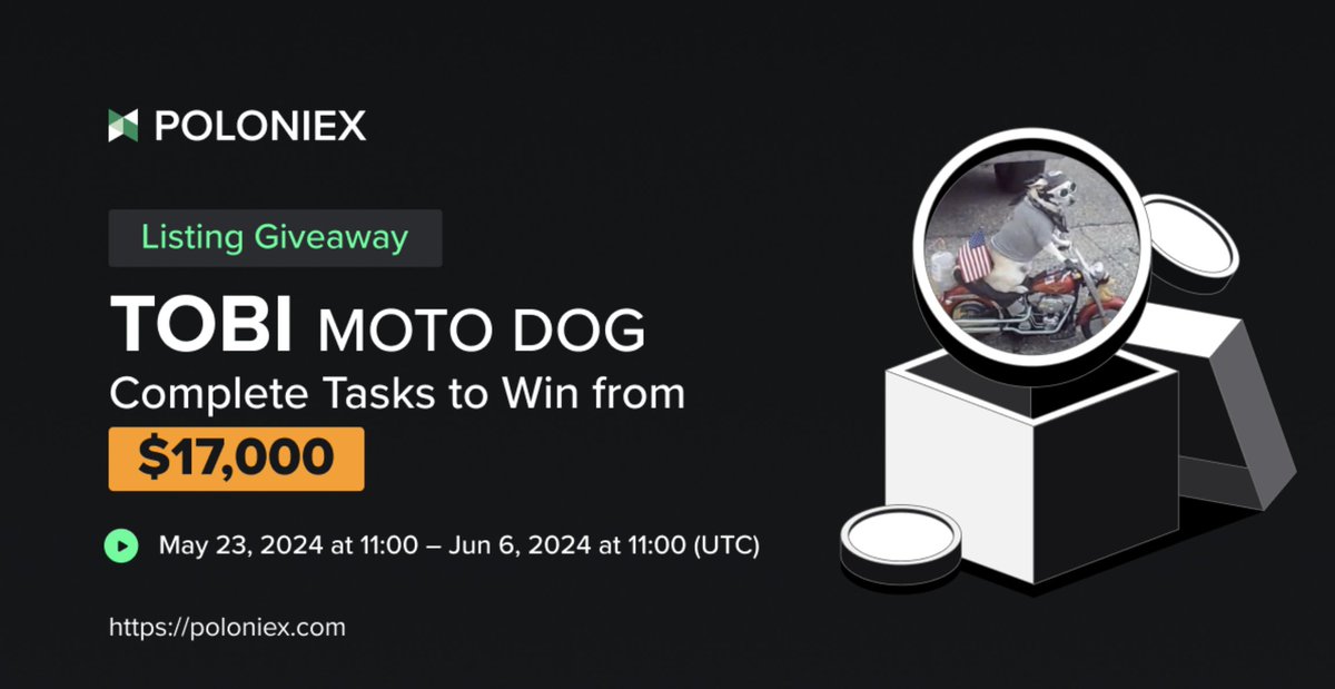 🎉 $17,000 Airdrop to Celebrate the Listing of MOTO DOG  $TOBI <a href="/tobimotodog/">MOTO DOG $TOBI</a> 🏍️

Campaign period (UTC): ⏰
14 days, May 23, 2024 at 11:00 – June 6, 2024 at 11:00 

✅ Trade to share $14,000 
✅ Invite new users to share $3,000