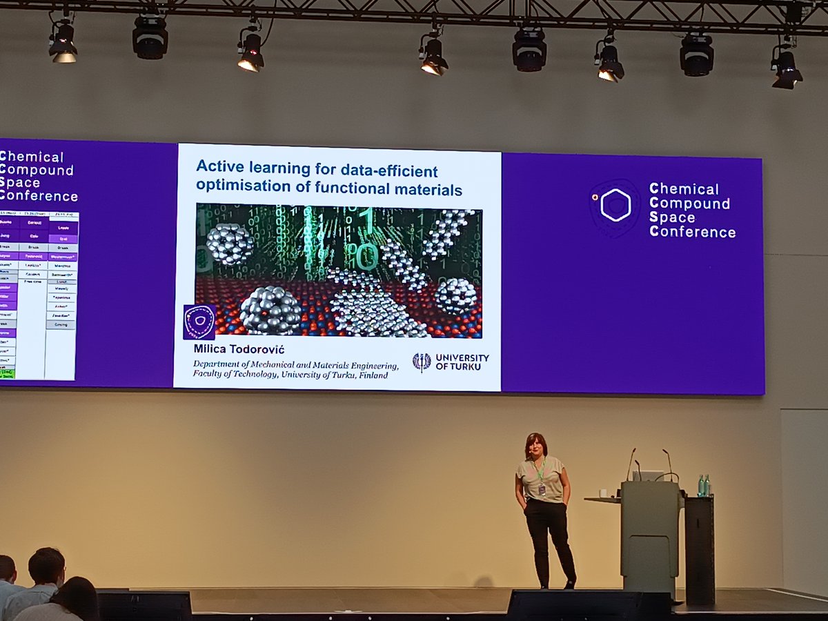Professor Milica Todorović from the Turku University in Finland resumes the présentations set with an active learning for data-efficient optimisation of functional materials  #CCSC2024