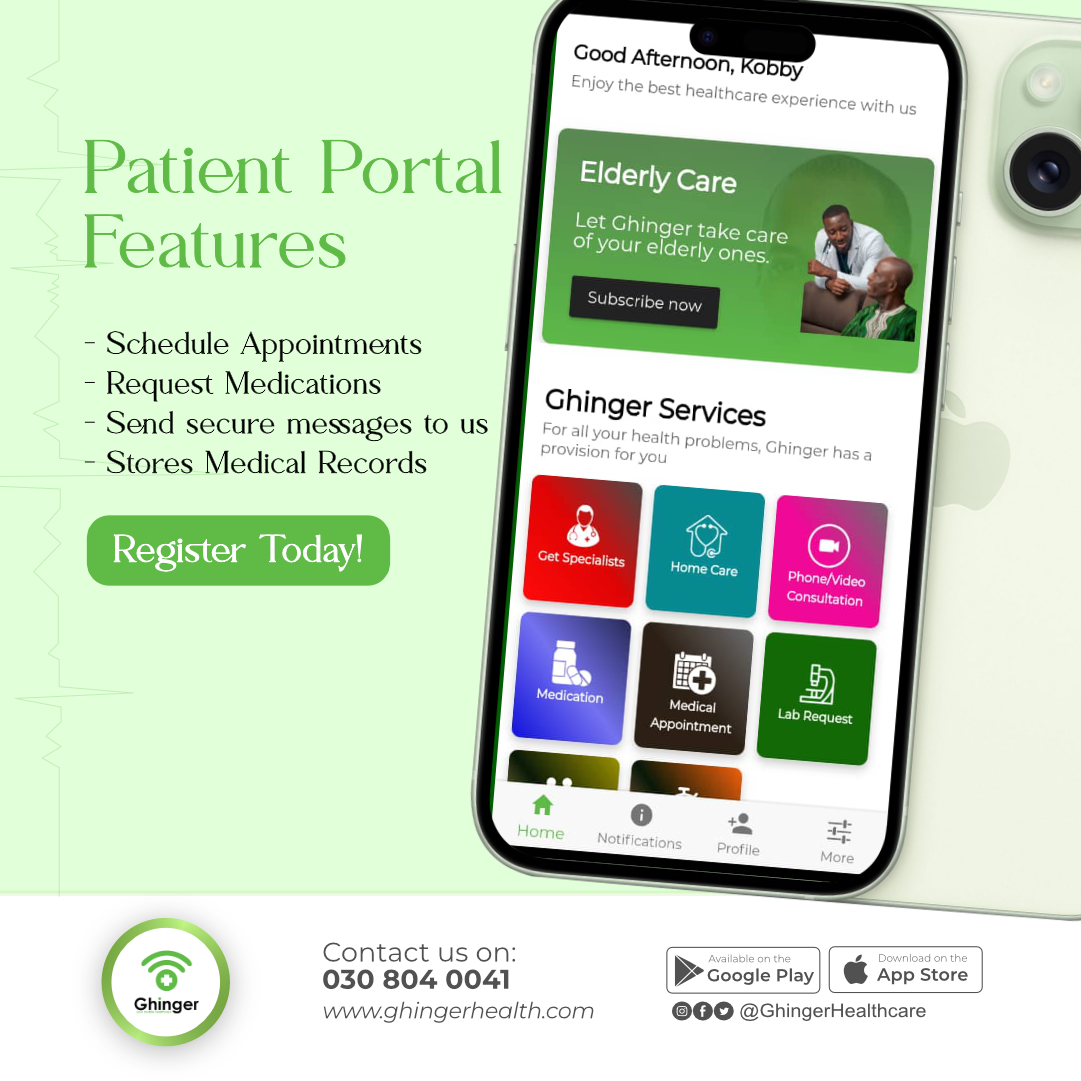 Enjoy the best and seamless access to healthcare in Ghana with the Ghinger Health App 

Join us today and take control of your health!

#Telehealth #PatientPortal #HealthcareInnovation #GhingerHealth