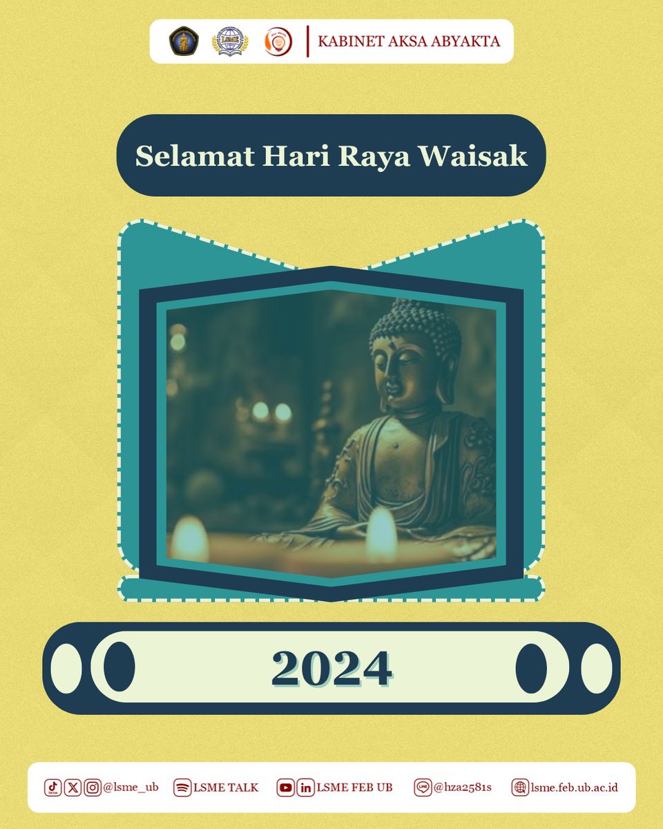 Halo LSME’rs🙌

Selamat Hari Raya Waisak🙇‍♀️🙏

Semoga semua makhluk hidup berbahagia dan terbebas dari penderitaan. Semoga kedamaian dan kebijaksanaan Buddha menyertai kita selalu.❤️