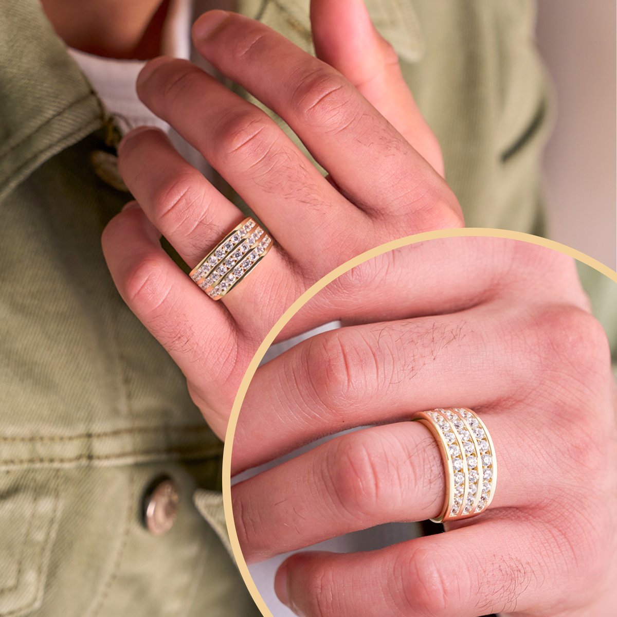 📷 925 Silver Men Cubic Zirconia Channel Set Yellow Gold Tone Ring - Code 737 Buy here - tinyurl.com/mvw86szv #Ilovejewellery #outfitoftheday #style #outfitinspo #fashioninspo #trendsetting #fashionoutfits #fashionicon #gifting #giftideas