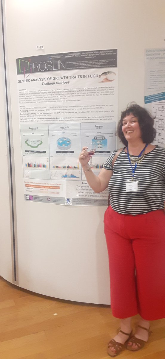 <a href="/FraslinClemence/">Clémence Fraslin</a> from <a href="/roslininstitute/">The Roslin Institute</a> <a href="/EdinburghUni/">The University of Edinburgh</a> reveals the genomic underpinnings of growth rate in Fugu pufferfish at the GIA poster session! Aquaculture-reared Fugu aren't poisonous, meaning these insights could help make your next pufferfish meal risk-free.

🐡🧬