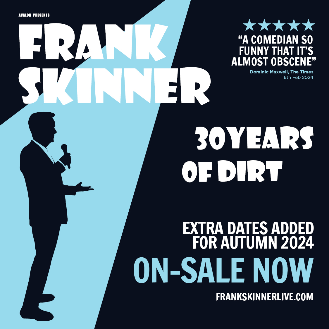 “A comedian so funny that it’s almost obscene'  ★★★★★ The Times Frank Skinner: 30 Years Of Dirt The Hexagon, Reading on Fri 22 Nov whatsonreading.com/venues/hexagon… Tour Extended - On Sale Now. #frankskinner @RDGWhatsOn @RdgToday @EventsInReading