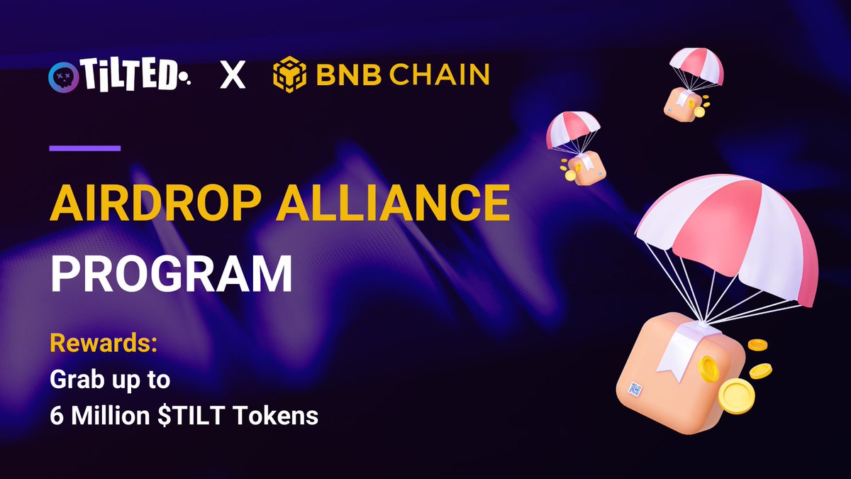 #Tilted is humbled to join the @BNBChain Airdrop Alliance! As a young and ambitious project, we are gearing up for our TGE in mid-August. Stay tuned for more rewards distribution news in August, and be sure to follow our X account for the latest updates on 6 MIL $TILT Airdrop! >>