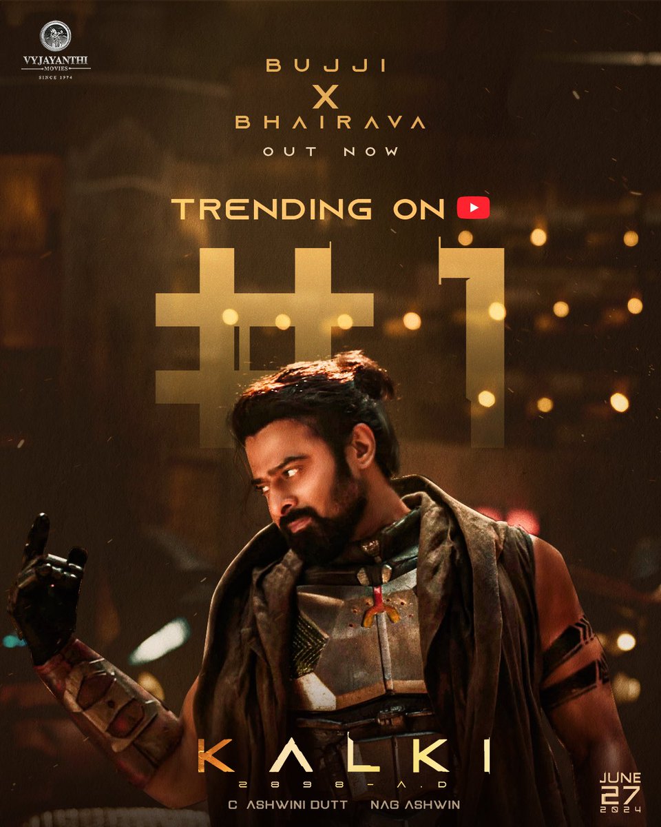 #Bujji is here and it’s taking over the internet! 💥

BUJJI x BHAIRAVA is trending at #1 on @YoutubeIndia. 
- youtu.be/Nzf4KPv8R9M

#Kalki2898AD #Prabhas @SrBachchan @ikamalhaasan @deepikapadukone @nagashwin7 @DishPatani @Music_Santhosh @VyjayanthiFilms @Kalki2898AD