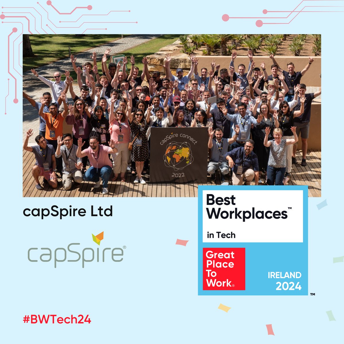 Delighted to announce that capSpire Ltd achieved the recognition of Best Workplace™ in Tech 2024! Congratulations 👏🎉 Discover the full list here 👉 hubs.li/Q02y4DVx0 #BWTech24