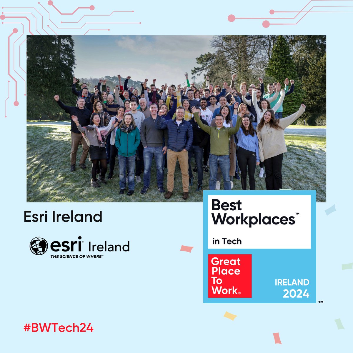 Delighted to announce that @EsriIreland achieved the recognition of Best Workplace™ in Tech 2024! Congratulations 👏🎉 Discover the full list here 👉 hubs.li/Q02y4Mch0 #BWTech24