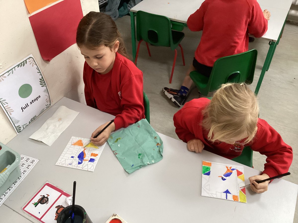 InfantSandwich's tweet photo. Kingfishers have been working hard painting their canvases this morning, as part of Art Week. 🎨 @AquilaTrustUK #art #atweek https://t.co/ogUolUKDu3