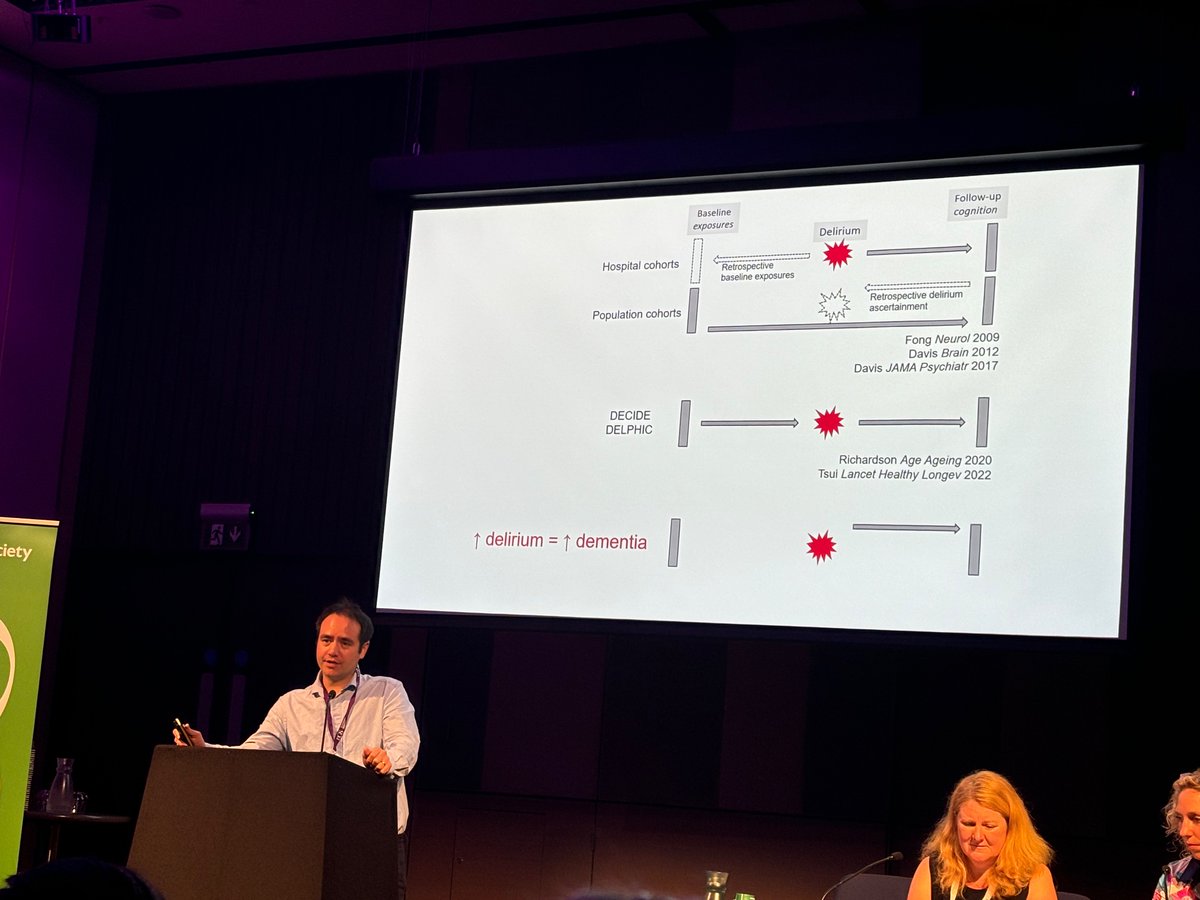 @dhj_davis excellent overview on long term cognitive impact of #delirium #bgsconf . Delirium NOT a benign condition - evidence of active neuronal injury increasing…
