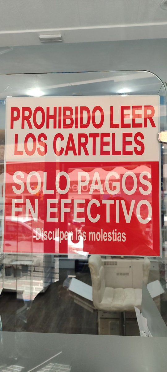 Marta_SeviRa's tweet photo. Muy graciosa la broma de no leer carteles pero me parece absolutamente del paleolítico que una empresa como @copicentro @copicentrotnf no tenga datáfono nunca y tengas que pagar en efectivo.
Si no quieres que te paguen 20 cts con tarjeta pones un límite de cobro, no esta barbarie https://t.co/Pp86cy77i7