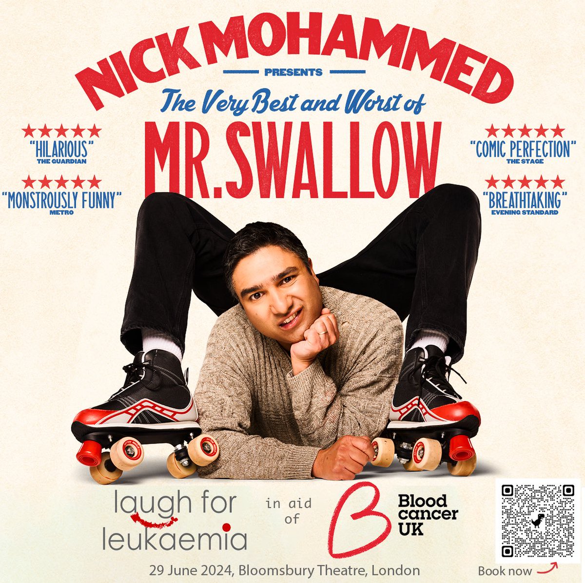 Laugh for Leukaemia (@laugh4leukaemia) on Twitter photo Wow, thanks to everyone who has jumped online to buy tickets since we announced this yearās Laugh for Leukaemia, <a href="/MrSwallow/">Mr. Swallow</a> special! Weāve now released the circle seats so thereās still time to buy your tickets and #joinus in support of <a href="/bloodcancer_uk/">Blood Cancer UK</a> at <a href="/bloomstheatre/">Bloomsbury Theatre</a> on 29/6 Wow, thanks to everyone who has jumped online to buy tickets since we announced this yearās Laugh for Leukaemia, <a href="/MrSwallow/">Mr. Swallow</a> special! Weāve now released the circle seats so thereās still time to buy your tickets and #joinus in support of <a href="/bloodcancer_uk/">Blood Cancer UK</a> at <a href="/bloomstheatre/">Bloomsbury Theatre</a> on 29/6