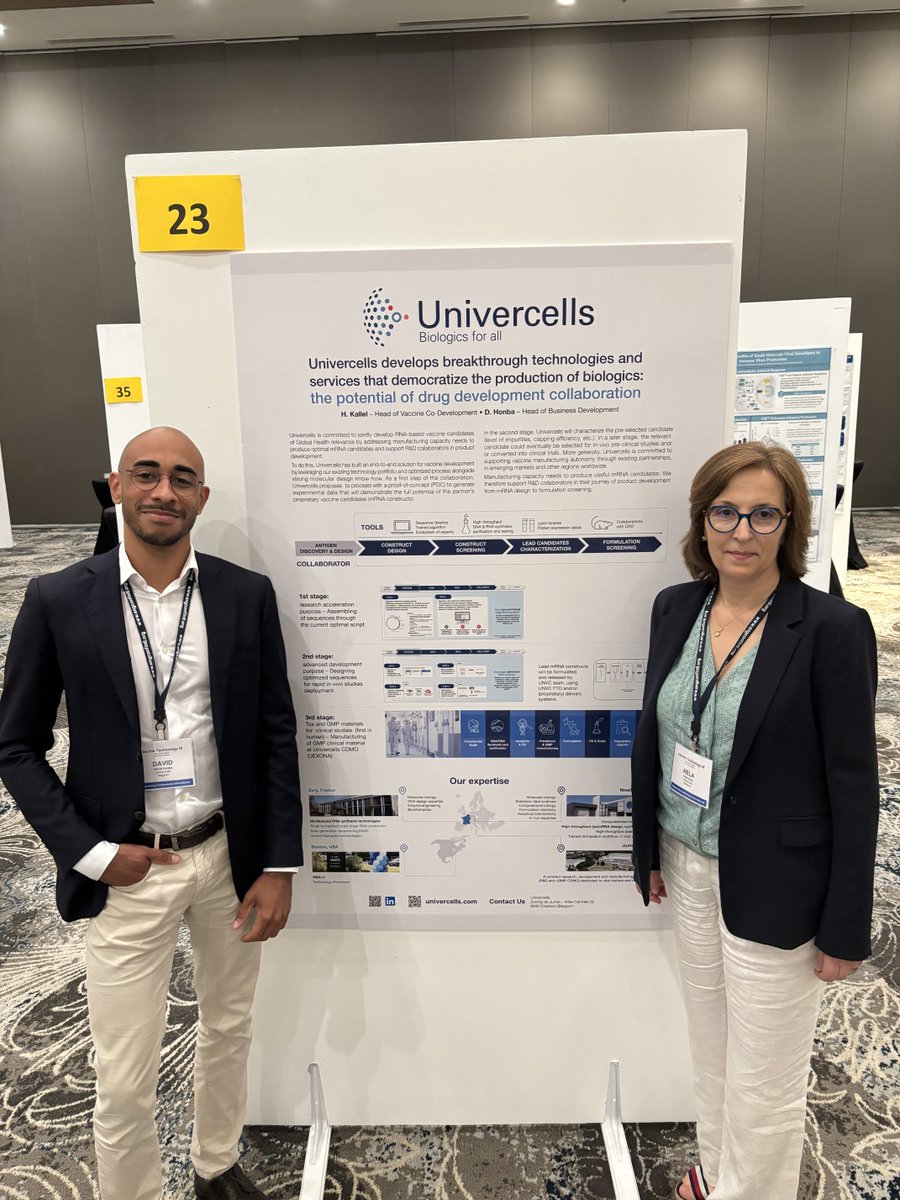 <a href="/Univercells_sa/">Univercells</a> colleagues David Honba and Hela Kallel gave a presentation yesterday at the Vaccine Technology conference in Mexico! "Univercells develops breakthrough technologies that democratize the production of biologics: the potential of drug development collaboration."