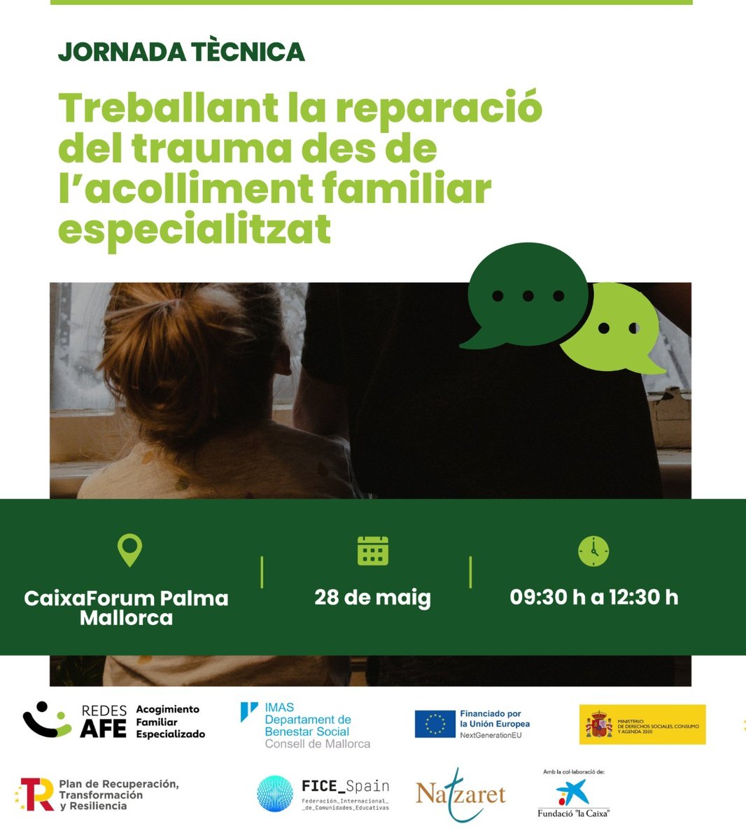 📌 Si vols assistir a la jornada tècnica 'Treballant la reparació del trauma des de l’acolliment familiar especialitzat', encara hi ets a temps. 📅 28 de maig 🎯 Per professionals de #ServeisSocials #Educació #Sanitat ✍️ Apunta't bit.ly/4dQj8KP L'aforament és limitat‼️