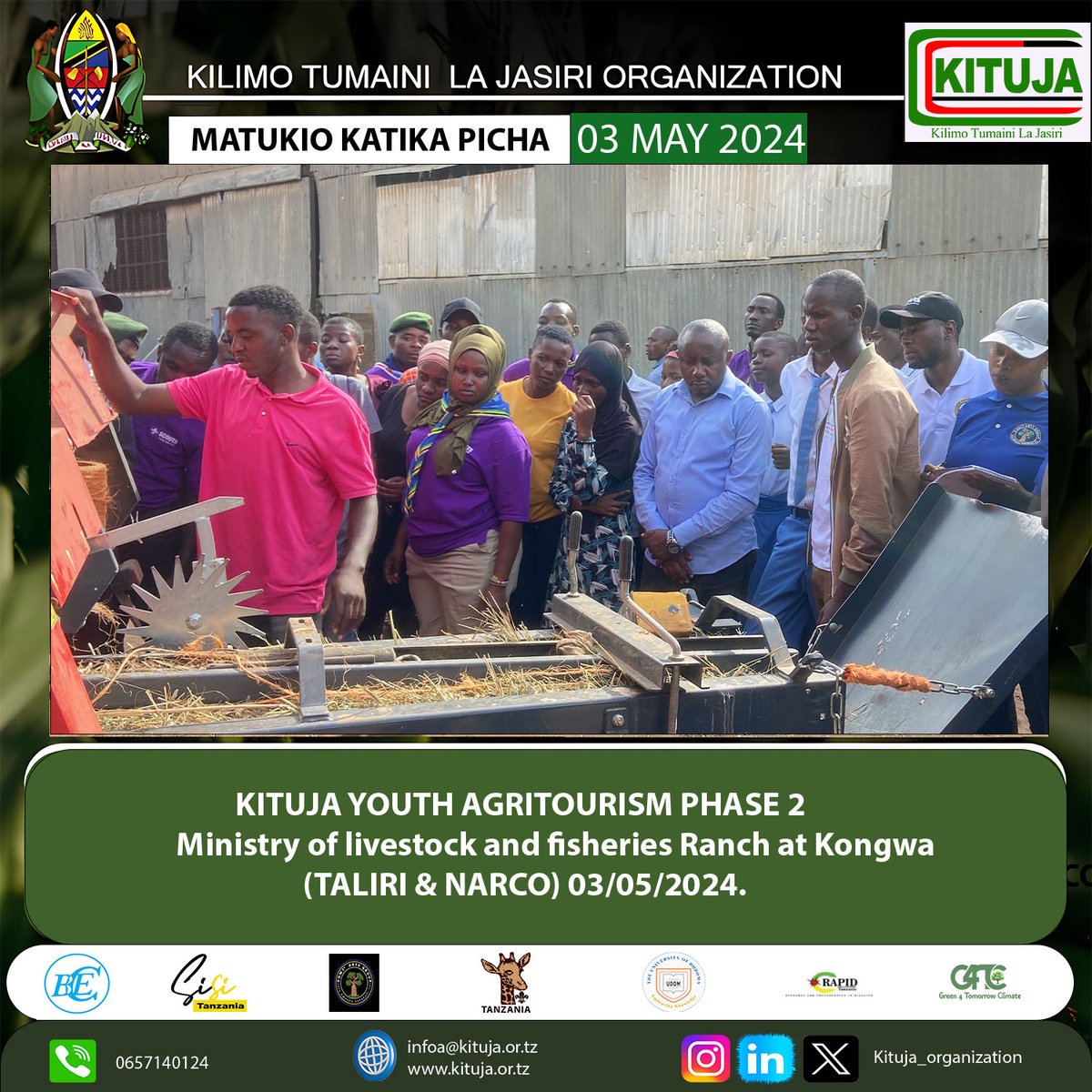 KITUJA Organization has successfully conducted a tour of youth and agritourism phase two by visiting the Ministry of Livestock and Fisheries in its Ranches in Dodoma Region Kongwa District (TALIRI and NARCO).
<a href="/SuluhuSamia/">Samia Suluhu</a> 
<a href="/ikulumawasliano/">ikulu_Tanzania</a> 
<a href="/wizaramifuguvuv/">wizaramifugouvuvi</a>