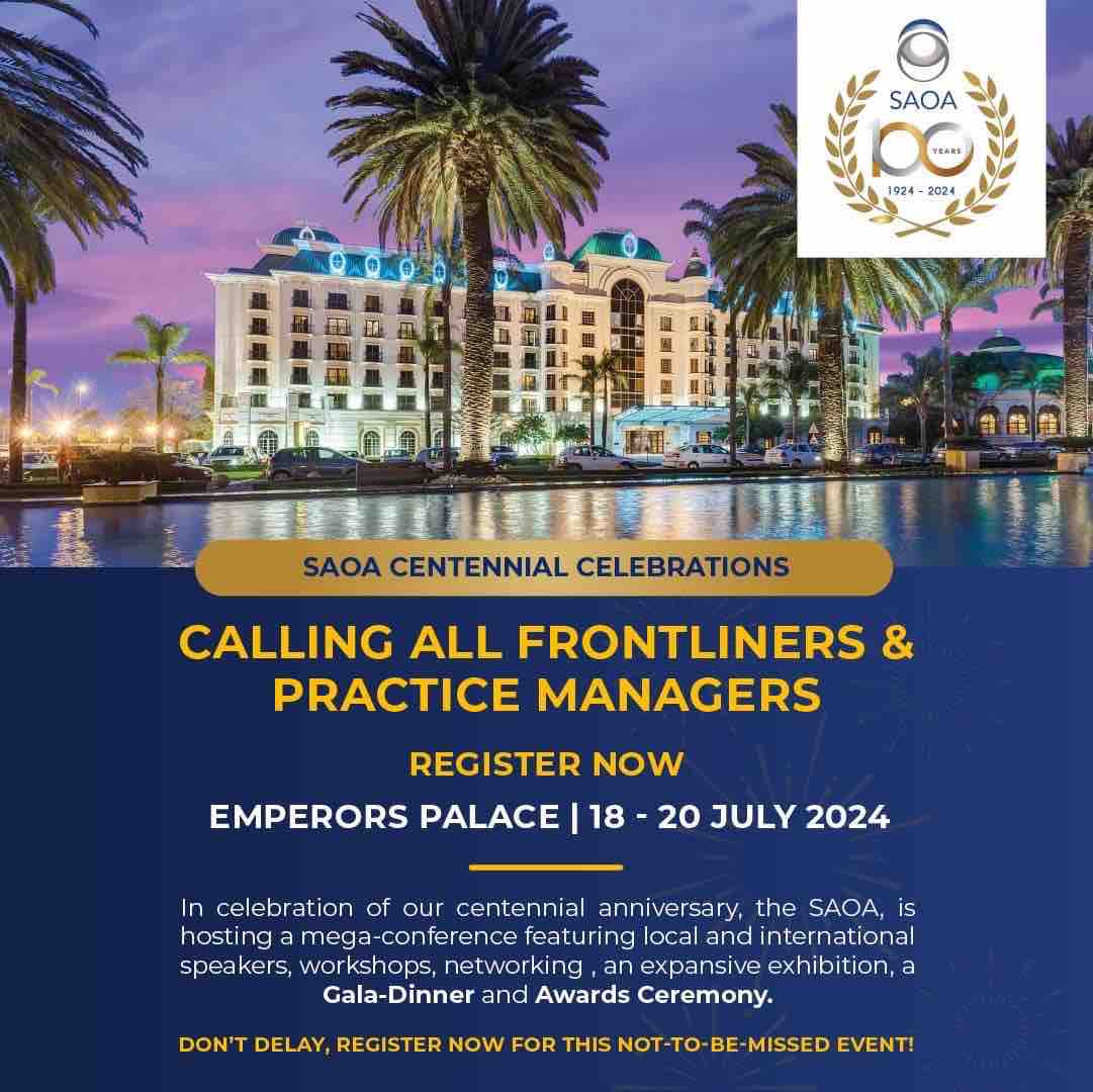 confco's tweet image. The South African Optometric Association is a professional association, registered as a non-profit company, which represents the professions of #optometry and dispensing #opticianry in South Africa.

#SAOA CENTENNIAL CONFERENCE &amp;amp; CELEBRATIONS 2024: saoa.co.za/centennial-cel… #ConfCo