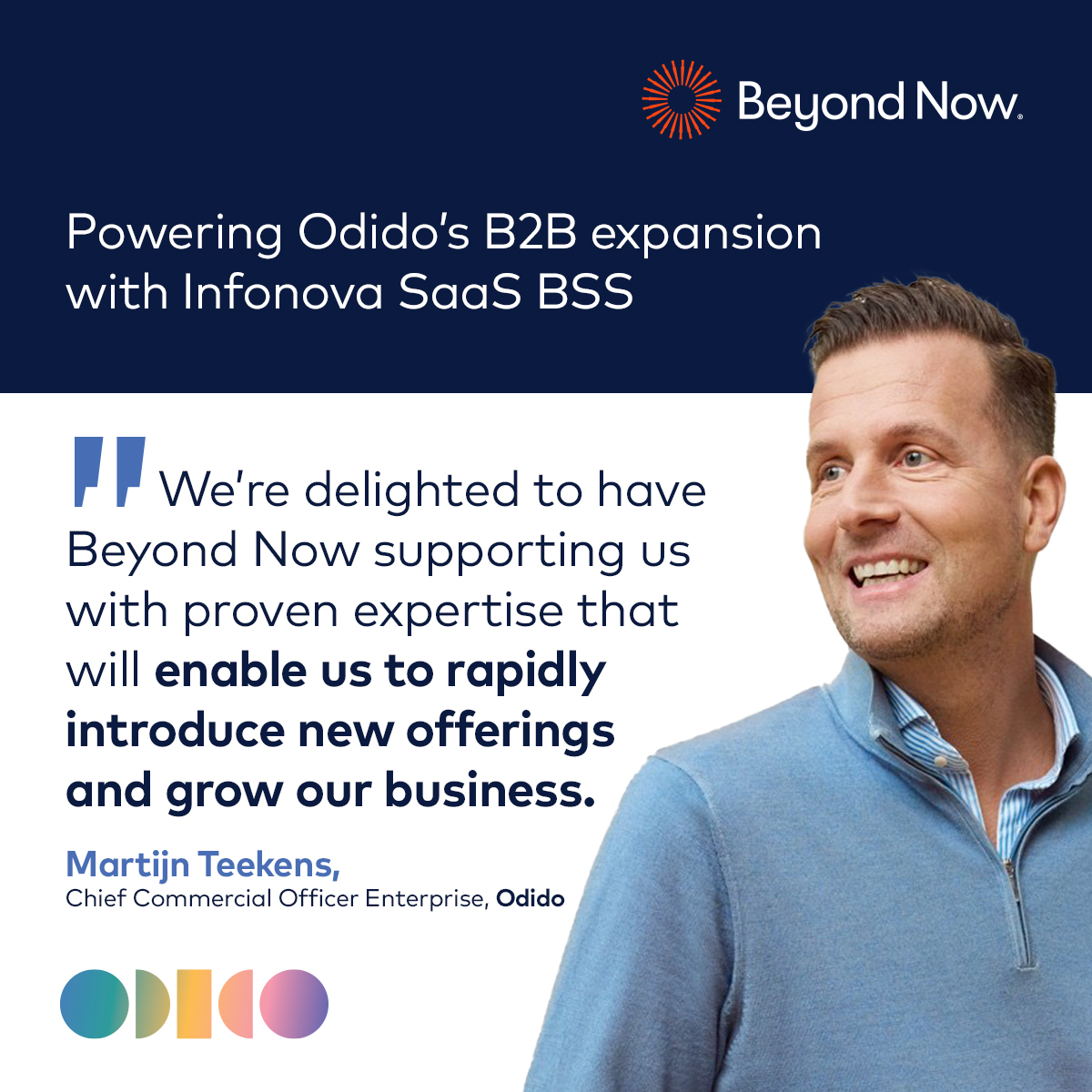 We are excited to be working with Odido powering its #B2B growth. Learn more about how a new B2B #BSS stack will help to keep them on a fast track towards #digitaltransformation. Read the full story here: beyondnow.com/en/company/new…