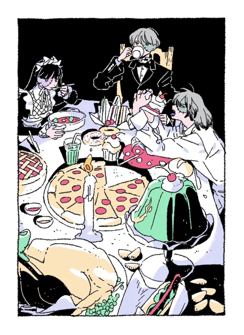去年のハロウィンに描いたゾンビたちまた描いた👻 