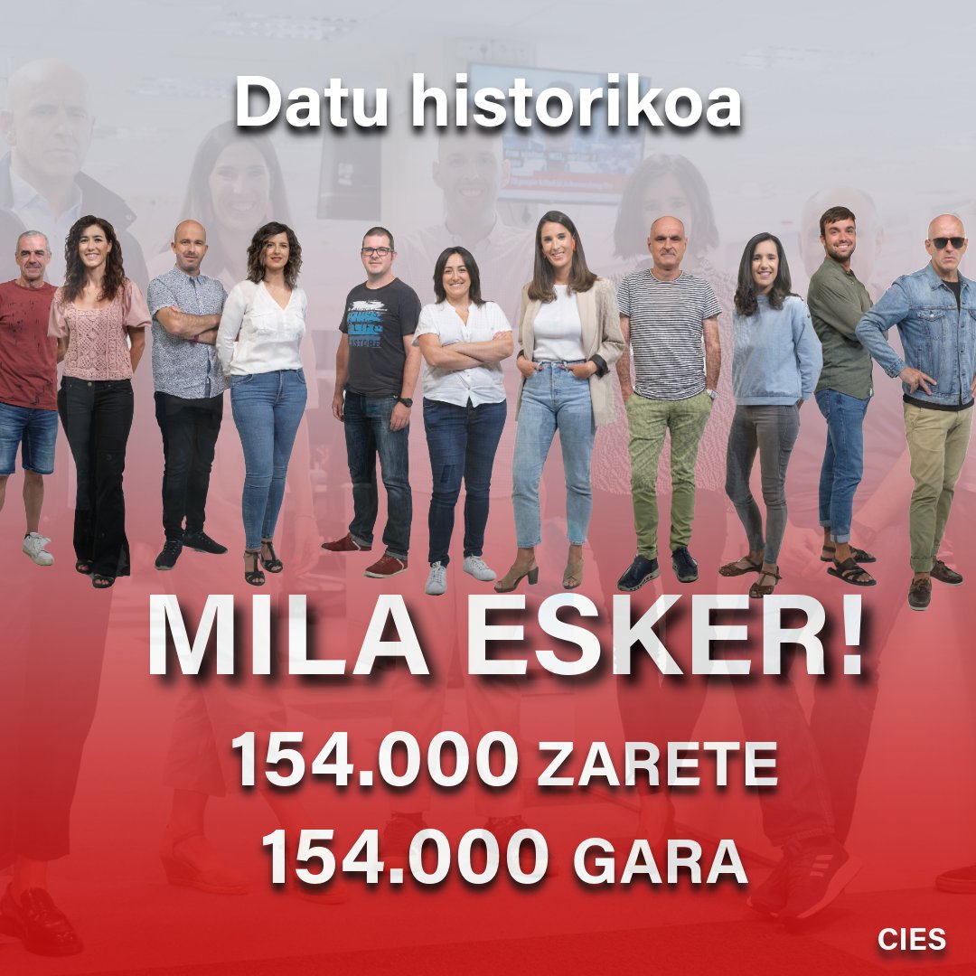 ❗️❗️ AUDIENTZIA DATU HISTORIKOA❗️❗️
📻154.000 entzule ditugu Hego Euskal Herrian astelehenetik ostiralera.
⬆️Iaz baino % 10 gehiago
📈Eta nabaria da, baita ere, EITBko euskarazko irratien goranzko joera: <a href="/gaztea/">Gaztea</a> eta #EITBMusika-rekin batera, 304.000 entzule!
👐🏽Mila esker guztiei!