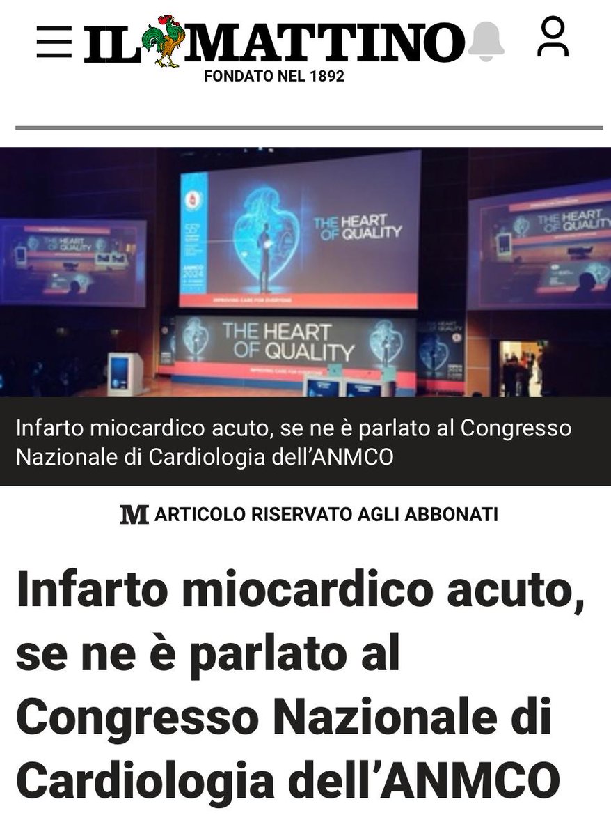 🗣️#ANMCO24 e la ricerca clinica sull’infarto ❤️‍🩹al centro dell’attenzione 👀👉 ilmattino.it/salute/ricerca…