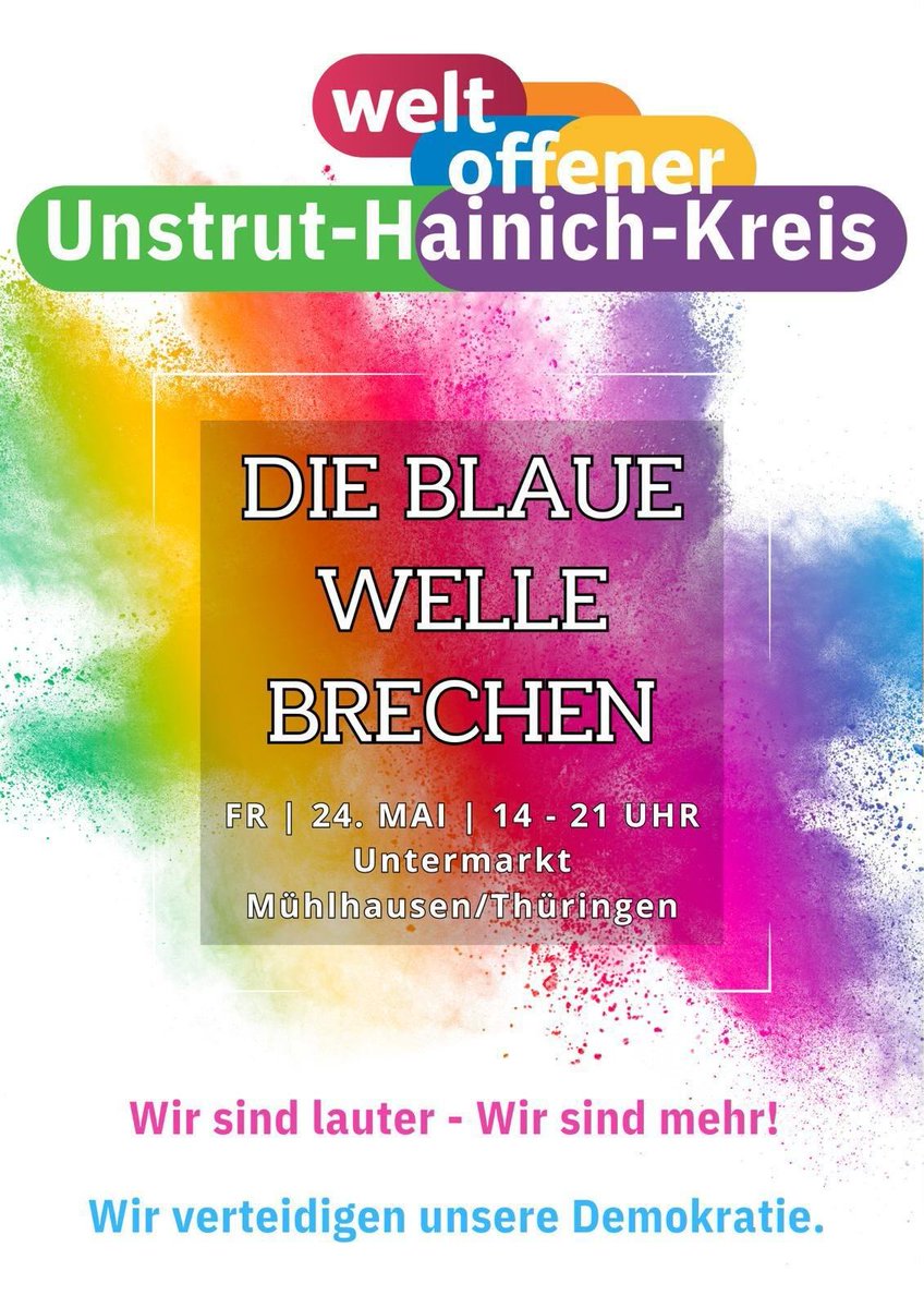 Unter dem Motto „Die Blaue Welle rollt durch Deutschland“ organisiert 'Compact' passend zum Wahlkampf d. #noAfD „Volksfeste“: „Jeder wird danach von einem neuen DL träumen: So schön kann Patriotismus sein“. Wir wollen keine “blaue Welle” in Mühlhausen (& auch sonst nirgends)!