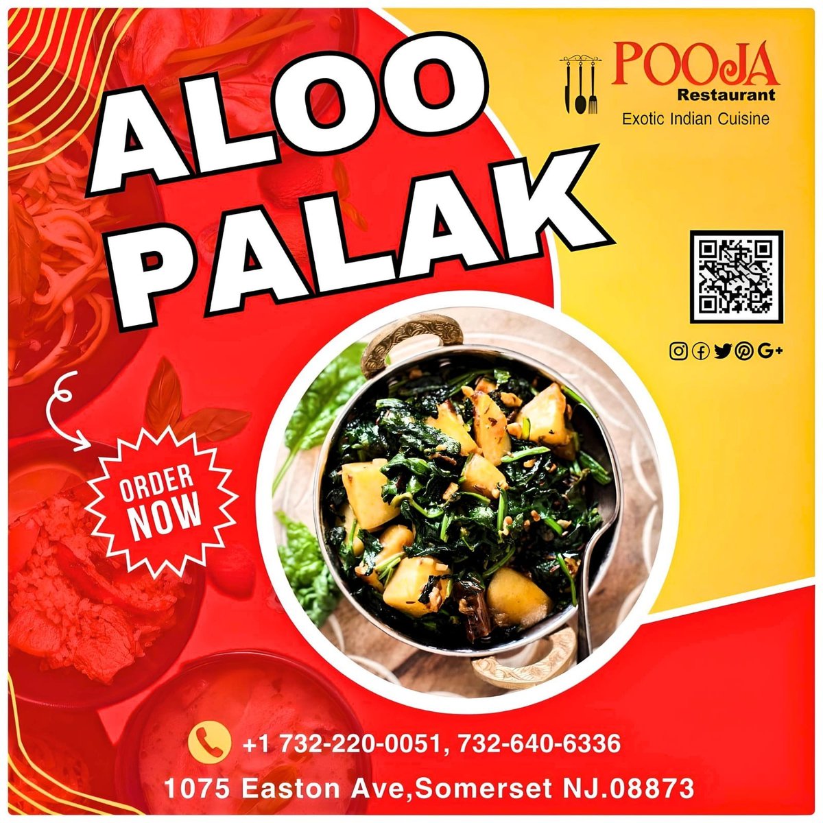 PoojaExoticnj's tweet photo. Enjoy the deliciousness of Pooja Exotic Indian Cuisine's Aloo Palak! Perfect blend of potatoes and spinach for a yummy meal! 🍽️✨ 
.
Tags
#AlooPalak #Yummy #PoojaCuisineNJ #AuthenticIndianFood #PoojaExoticIndianCuisine #NewJersey #US #punjabirestaurantinnj #food https://t.co/7BtSu37HXy