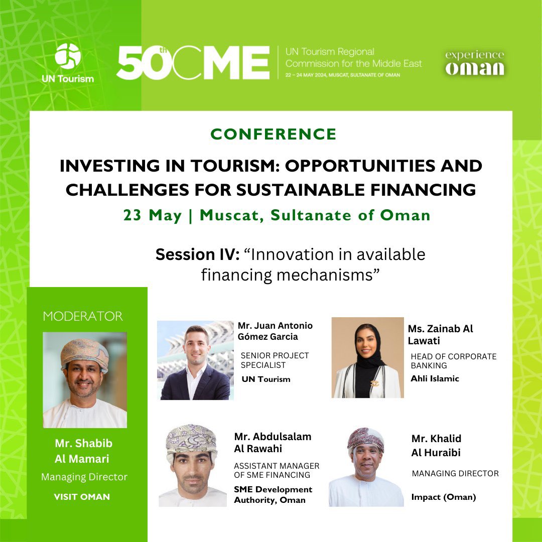 Today Muscat, (Oman 🇴🇲 ) is hosting the Conference: "Investing in Tourism: Opportunities and Challenges for Sustainable Financing" within the Regional Commision for Middle East in where data are going to be disclosed in high level speaking panels ⬇️

i.mtr.cool/zwckkkvzmx