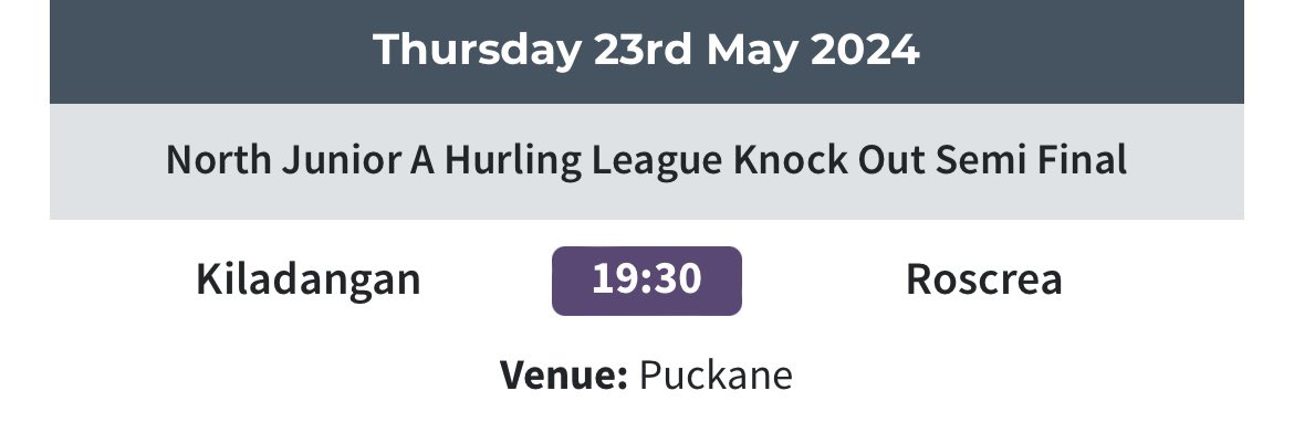 Best of luck to the Junior A Hurlers who play Kiladangan this evening in the North Semi Final 🇲🇨