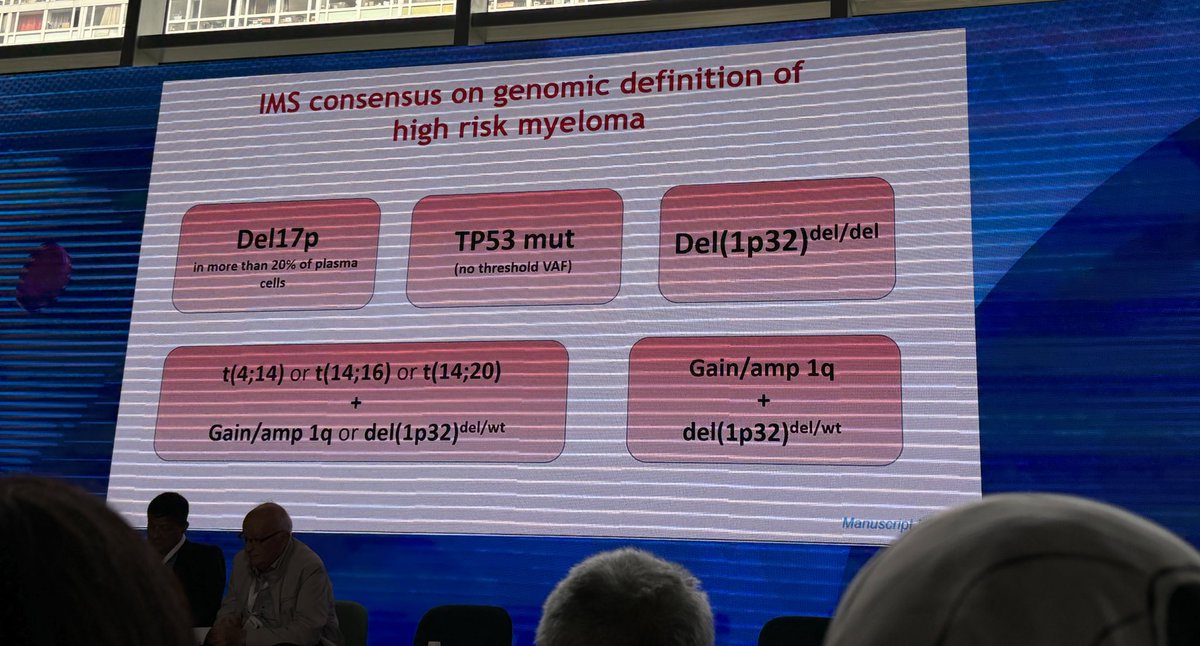 New IMS high risk definition for multiple myeloma presented by Prof Corre @COMyCongress . Fantastic effort by co-operative groups to redefine risk. Clearly an evolving area.