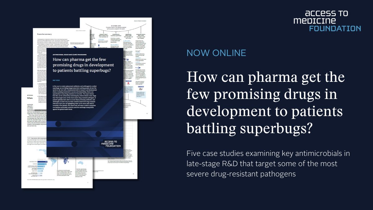 NOW ONLINE: Our new report analyses the five most promising projects currently in the antimicrobial pipeline that could save 160,000 lives yearly by treating drug-resistant infections. Read more➡️accesstomedicinefoundation.org/news/more-supe… #AMR @FCDOGovUK @MinVWS @wellcometrust @AXAIM @si_sfg