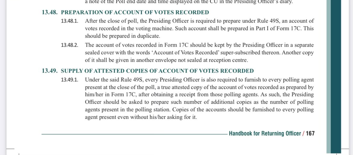 Dear @ECISVEEP, Why are you not uploading the Form 17C records of voted polled? Under Rule 49S, isn’t every Presiding Officer required to furnish every polling agent present at the close of the vote, a true attested copy of the account of votes recorded as prepared by him/her