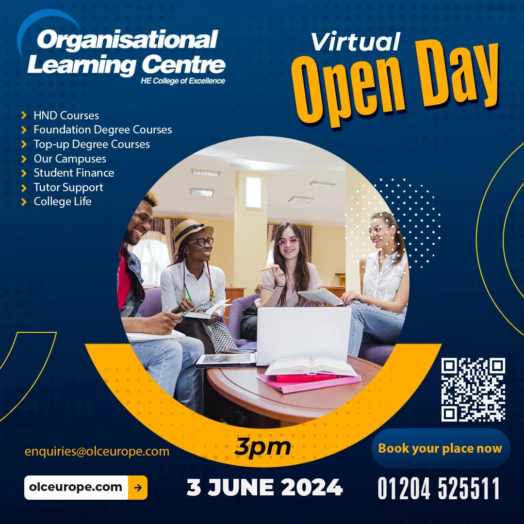 olceurope's tweet photo. Virtual Open Day
Date of event: Monday 3rd June 2024
Time of event is 3pm
Online virtual event Link: https://t.co/hpp21Ik9DU
Book your place now
enquiries@olceurope.com
Contact us Tel: 01204525511
#olceurope #VirtualOpenDay #bolton #manchester #oldham #virtualevent https://t.co/U5YcUoEIRV