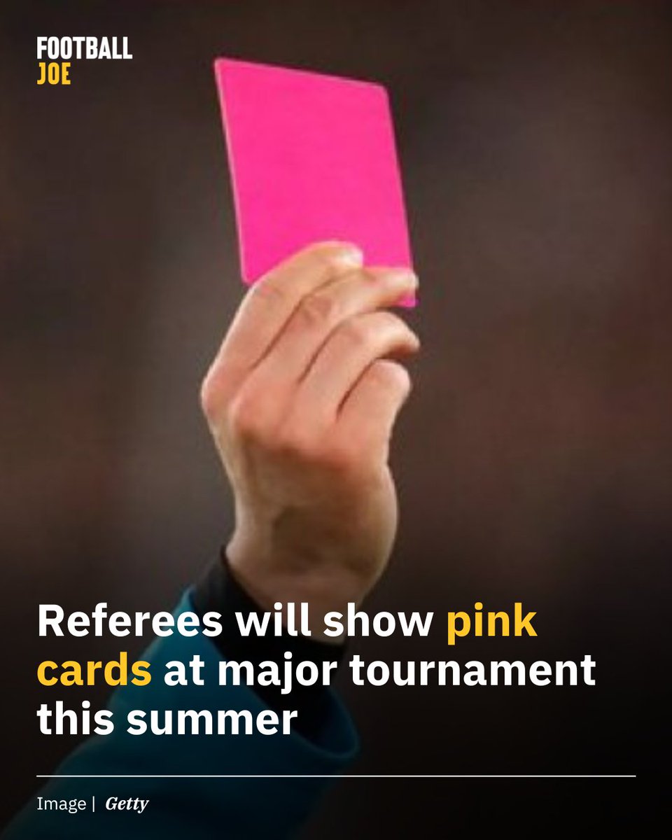 It's the first time pink cards will be used in a major tournament Full story: joe.co.uk/sport/referees…