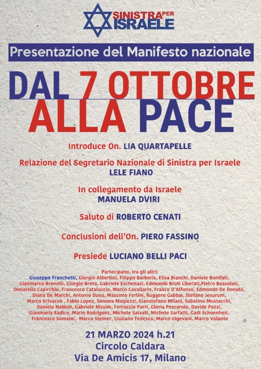 La questio vera è: può un partito come PD, che porta all'interno enormi contraddizioni, assumere questo tipo di posizione ferma-precisa-concreta sul tema? Con suoi esponenti che salgono sopra i palchi proIsraele assieme alla destra e presenziano attivamente a incontri proisraele?