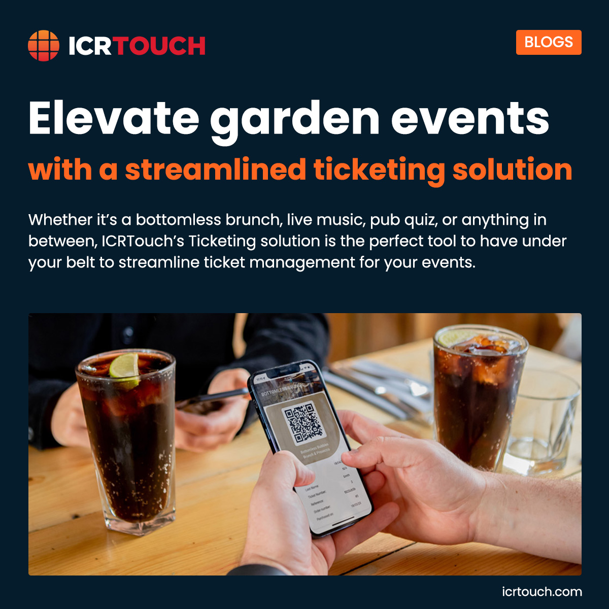 As the warm weather approaches, it’s time to consider how to best utilise your spaces, and events could be the perfect option to bring in even more customers 

Read the full blog here: bit.ly/4dQ0l2u

#weareICRTouch