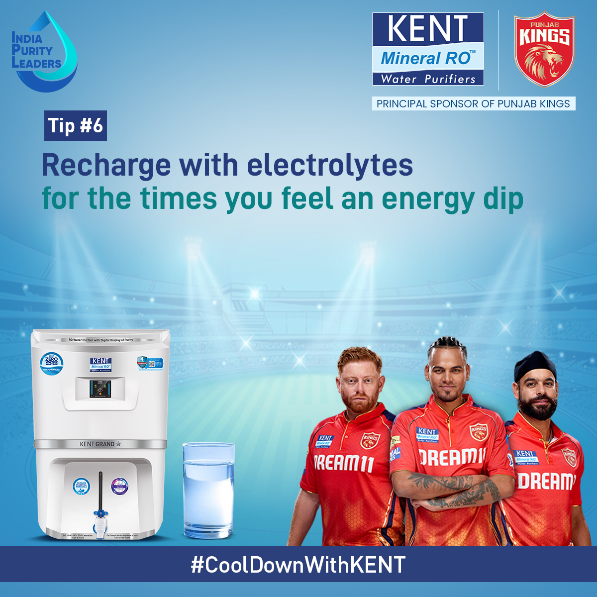 #CoolDownWithKENT​
​
Mix electrolytes with water and get that much-needed boost of energy, back.​
​
#KENTRO #SabseShudhPaani #SummerTips #BeatTheHeat #WaterFilter #PureWater #WaterPurifier #MineralWater #SaddaSquad #PunjabKings #KENTROSystems