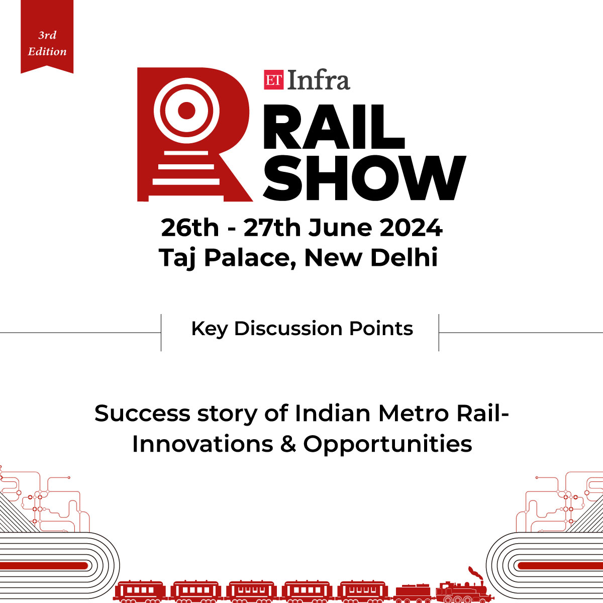 Unlock the potential of Indian Railways with us at #ETRailShow!🌟 Don't miss this opportunity to explore the transformative innovations fueling the growth of our nation's lifeline. Register Now: bit.ly/3J3Oob5 #ETInfra #ETRailShow #RailwayInnovation #EconomicTimes