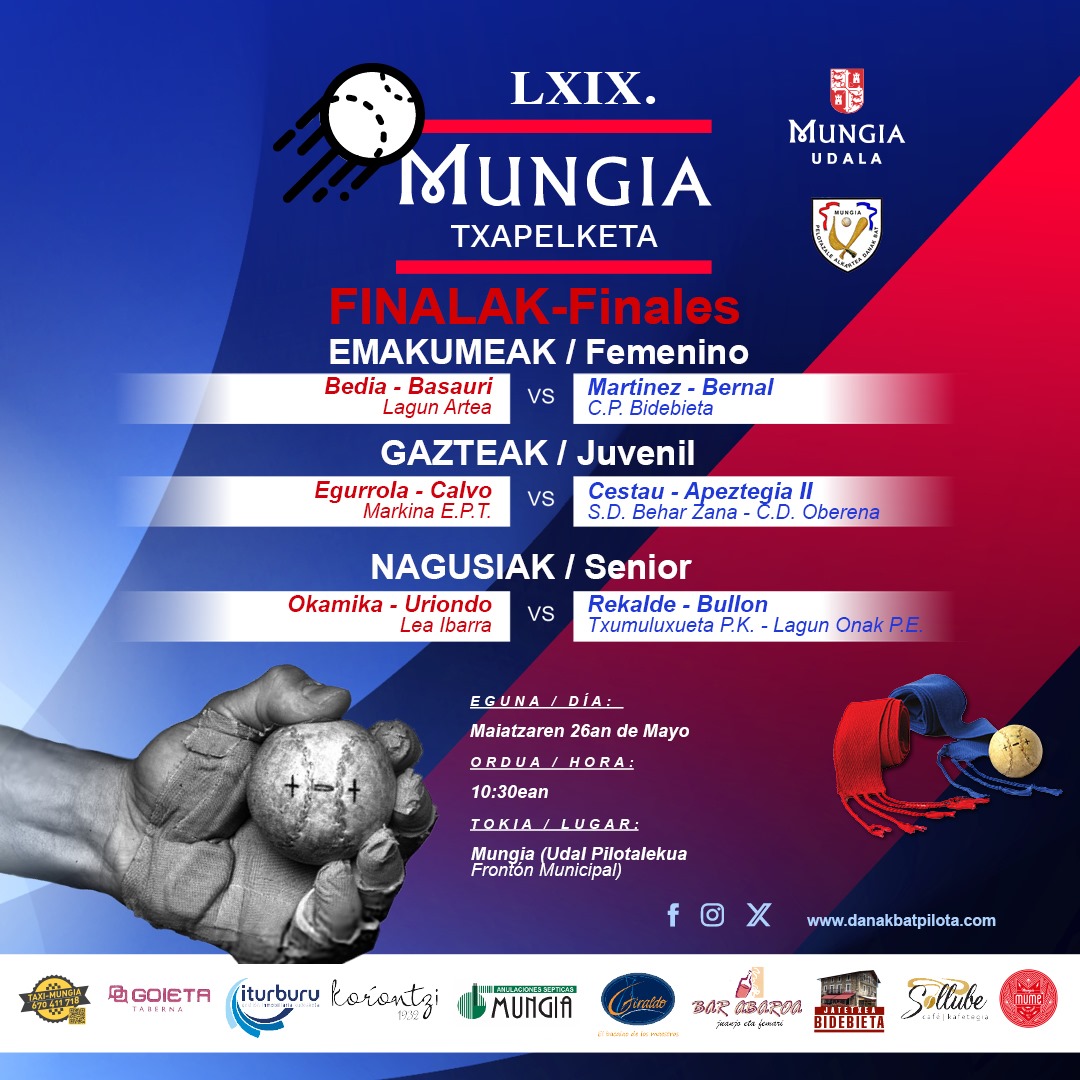 Danakbatpilota's tweet photo. Egun on pilotazaleok ⚾

Hurrengo domekan, 6 hilabeteko lanan ostean, Mungiako LXIX. Txapelketaren FINALAK ospatuko doguz geurean 🏆

Irrikitan gauz zeukoaz batera jaialdi politx honetaz gozatuteko 🎉

Goazen DANAK BATera pilotari merezi dauen omenaldie eitera 💥

@MungiaUdala https://t.co/XIKEfEpSdg