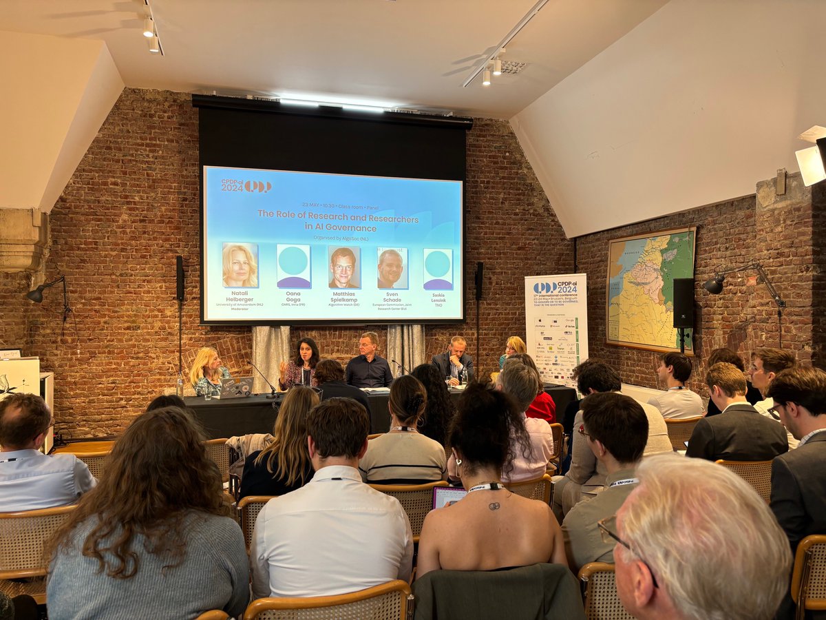 Urgent discussion in #CPDPai2024 panel, on role of #research and researchers in #governance of #AI and beyond, moderated by <a href="/nhelberger/">NHelberger is @Nhelberger@someone.elses.computer</a>💡 

Very pertinent for a civic university <a href="/uhasselt/">Universiteit Hasselt</a> and an urban-engaged university <a href="/VUBrussel/">VUB</a>💪

<a href="/SSW_UHasselt/">School voor Sociale Wetenschappen UHasselt (SSW)</a> <a href="/imec_smit/">imec-smit, VUB</a>
#publicvalues #DSA