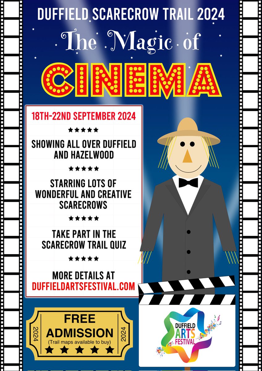 It's going to be a brilliant Duffield Scarecrow Trail this year. This is the seventh year!

And we are aiming for 100 scarecrows!

Make sure you register your scarecrow by emailing scarecrows@duffieldartsfestival.com or register at duffieldartsfestival.com/arts-festival-…

#Duffield #Hazelwood