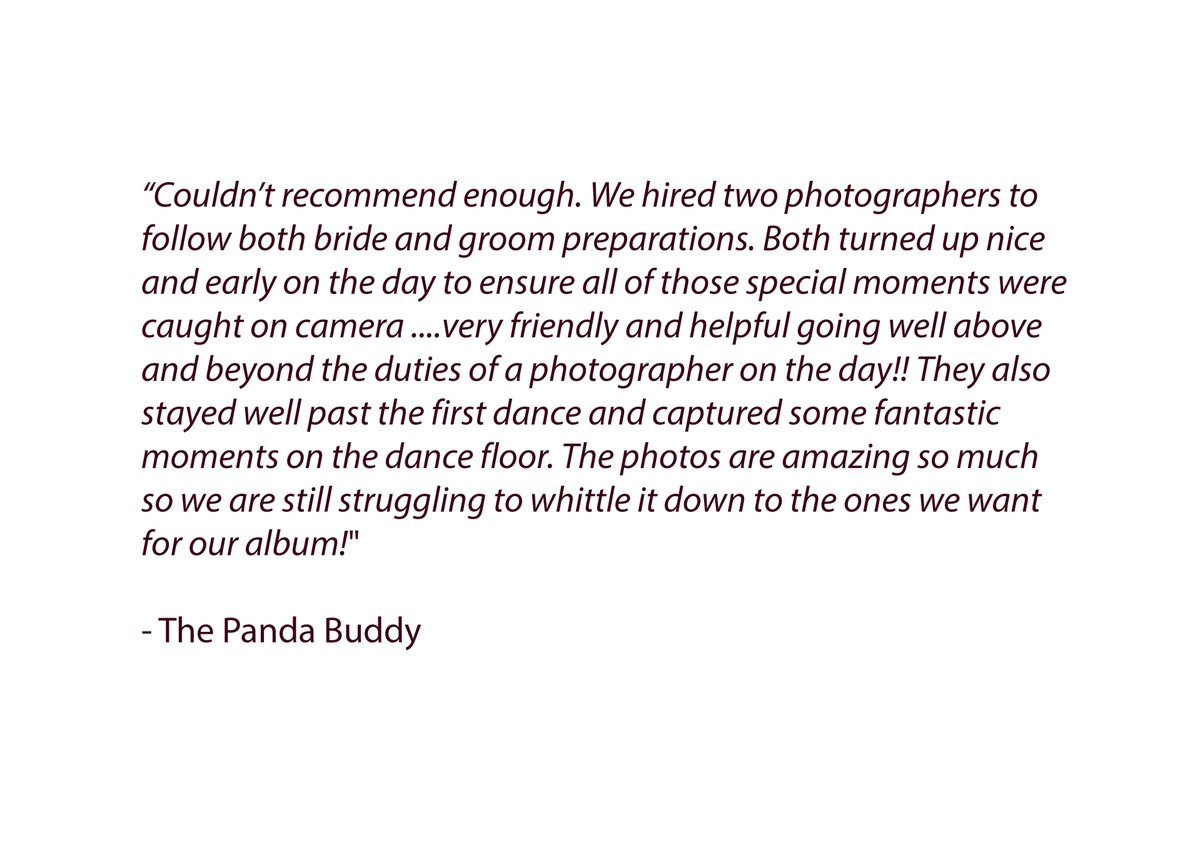 What better way to tell you about me and my work than to let other people do it for me ❤️

#Review #weddingphotographer #weddingphotography