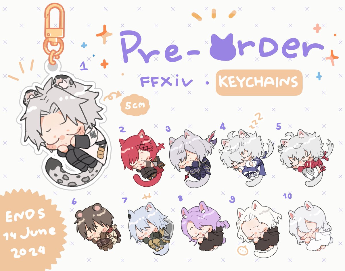 Towane_018's tweet photo. 【Pre-0rder】Acrylic Keychain – FFXIV

📦shipment within July
⏳Start today - ends June 14, 2024
———————————————
🌎International Shipping✅
———————————————
・Acrylic Keychain 5 CM

🛒Pre-0rder link in reply below 👇👇 https://t.co/fWU9DalyIw