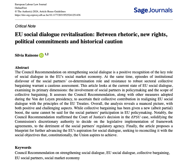 ✍️What is the legacy of the VdL Commission in relation to EU Social Dialogue? Revitalisation was on the agenda, but the picture is not as straightforward. bit.ly/3wQ3D59 👉 A critical assessment - kindly hosted by the European Labour Law Journal