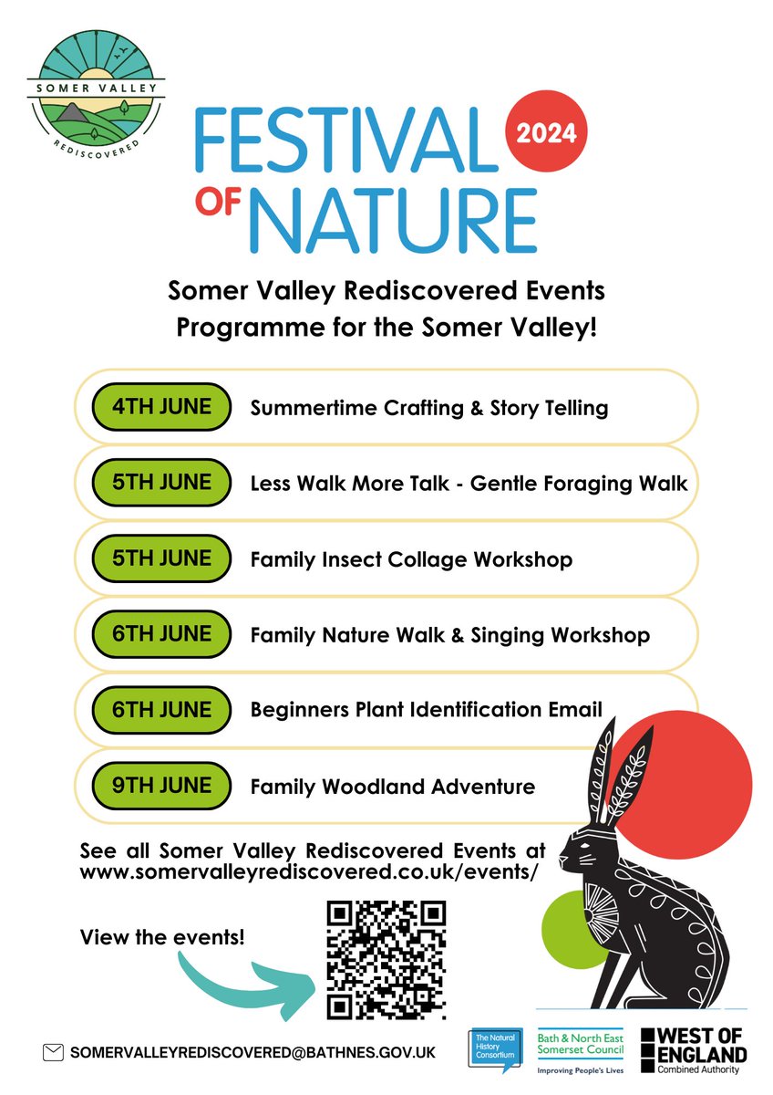Somer Valley Rediscovered (@somer_valley) on Twitter photo Festival of Nature 2024!
Somer Valley Rediscovered have put a great schedule for this years Festival in the Somer Valley.
See all of our events here - somervalleyrediscovered.co.uk/even.../month/…
Find the full programme at🌼festivalofnature.org.uk🌼
Get in touch at 🐞festival@bnhc.org.uk 🐞 Festival of Nature 2024!
Somer Valley Rediscovered have put a great schedule for this years Festival in the Somer Valley.
See all of our events here - somervalleyrediscovered.co.uk/even.../month/…
Find the full programme at🌼festivalofnature.org.uk🌼
Get in touch at 🐞festival@bnhc.org.uk 🐞