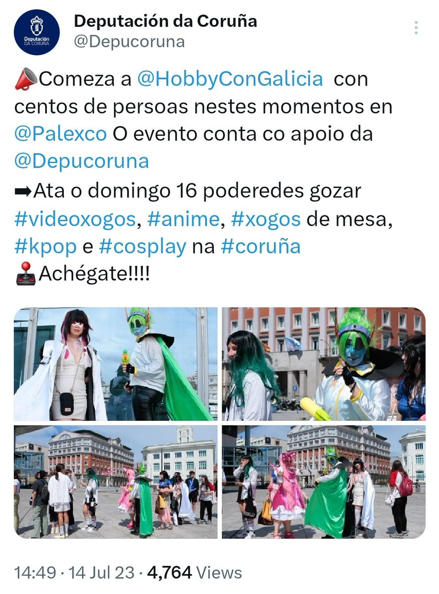 De nuevo indicar que esta publicación de <a href="/Depucoruna/">Deputación da Coruña</a> es falsa. La diputación nunca ha respaldado al evento y nos gustaría una aclaración. 
#coruña #acoruña