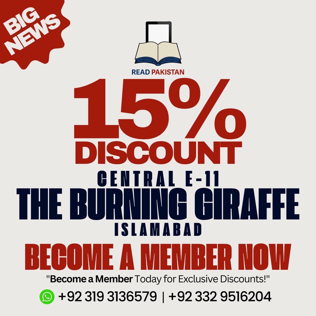 Fatmagilani's tweet photo. 📚✨ Read Pakistan members! Delight in dining at The Burning Giraffe, Central E-11, Islamabad! Enjoy a special 15% discount on your meal. Don't miss this fusion of savings and culinary bliss! 🍽️ Join now if you're not a member yet! #ReadPakistan #TheBurningGiraffe #Discount https://t.co/tp6mkG08nA